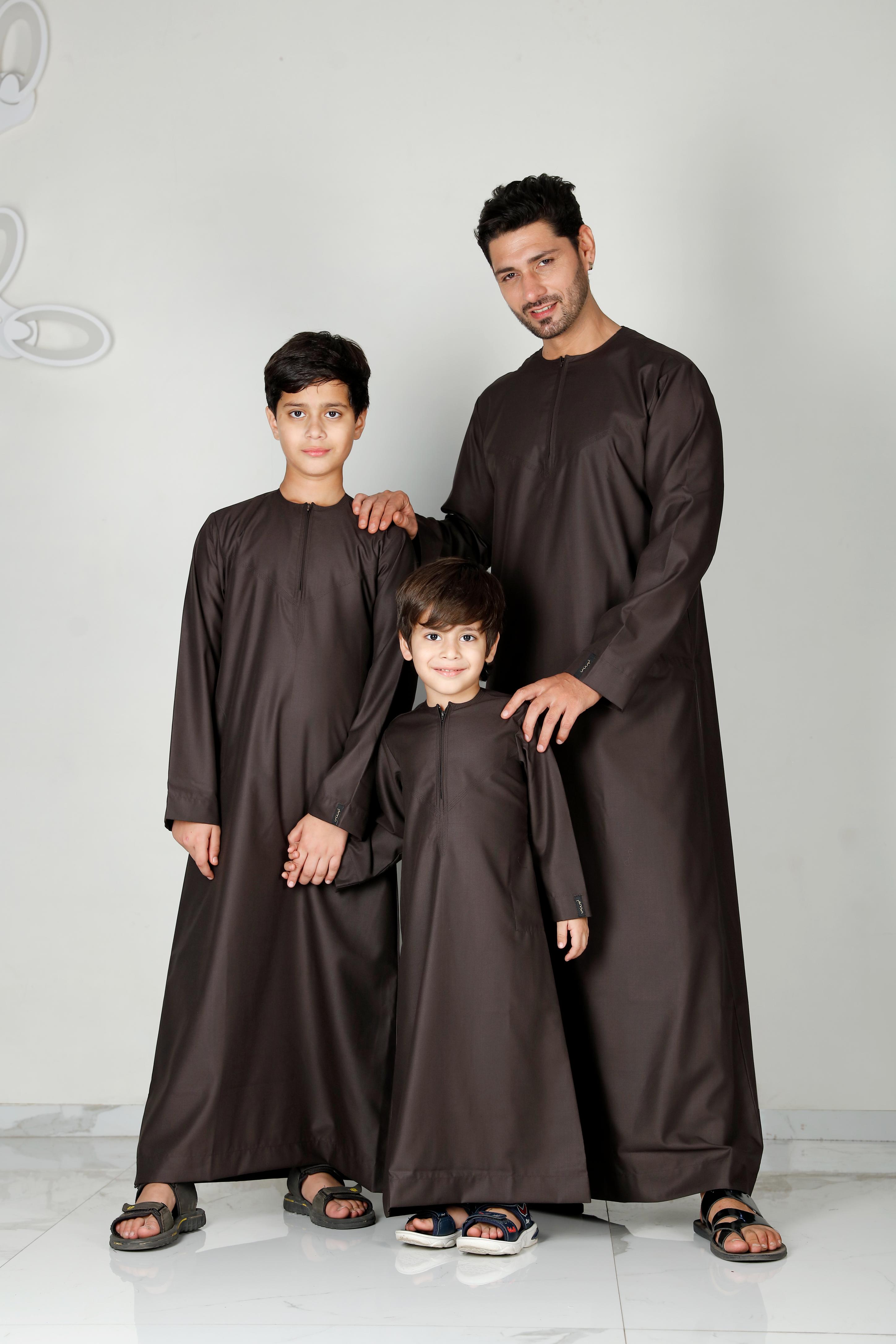 Kids Omani Thobe Brown 101 Col 32