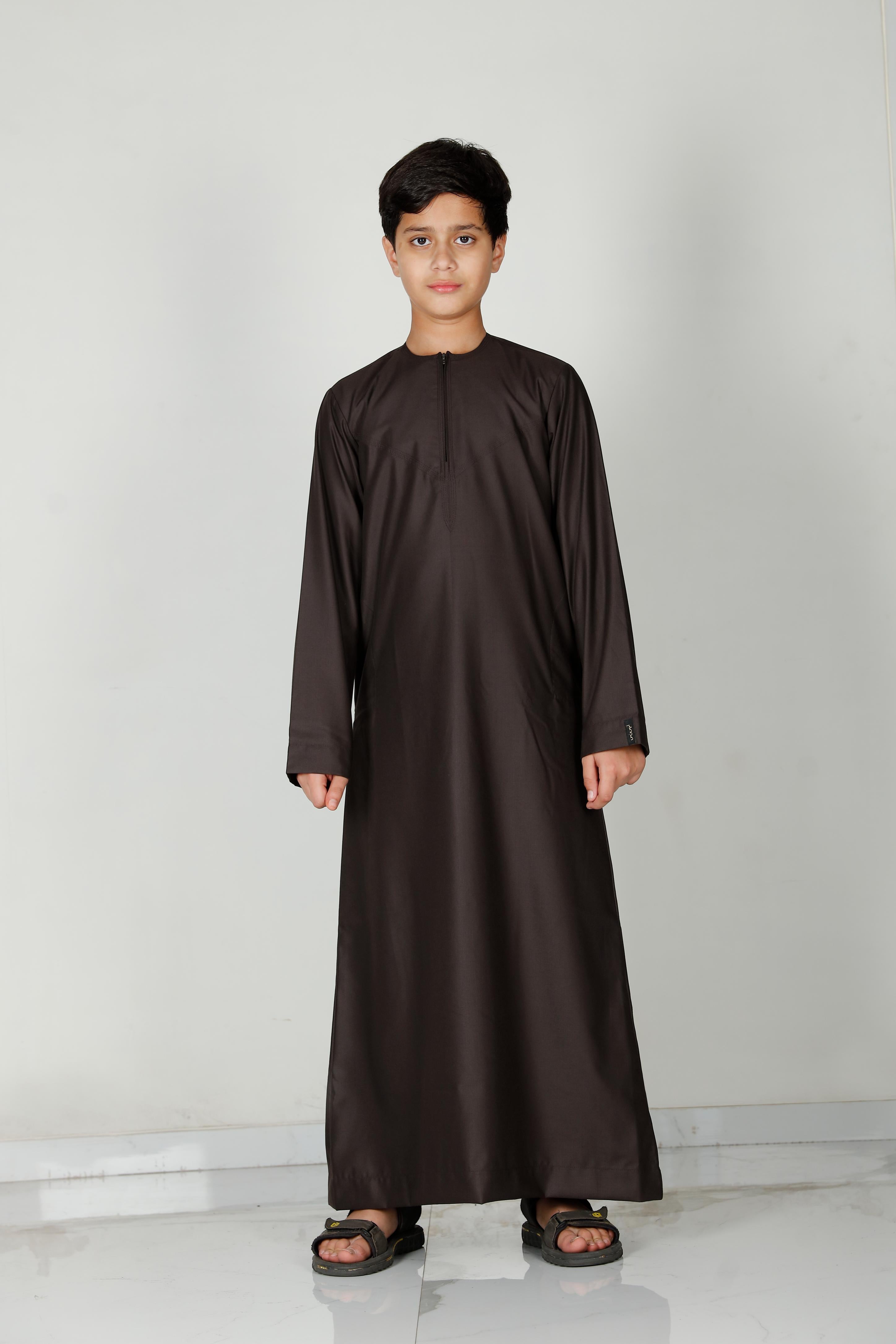 Kids Omani Thobe Brown 101 Col 32