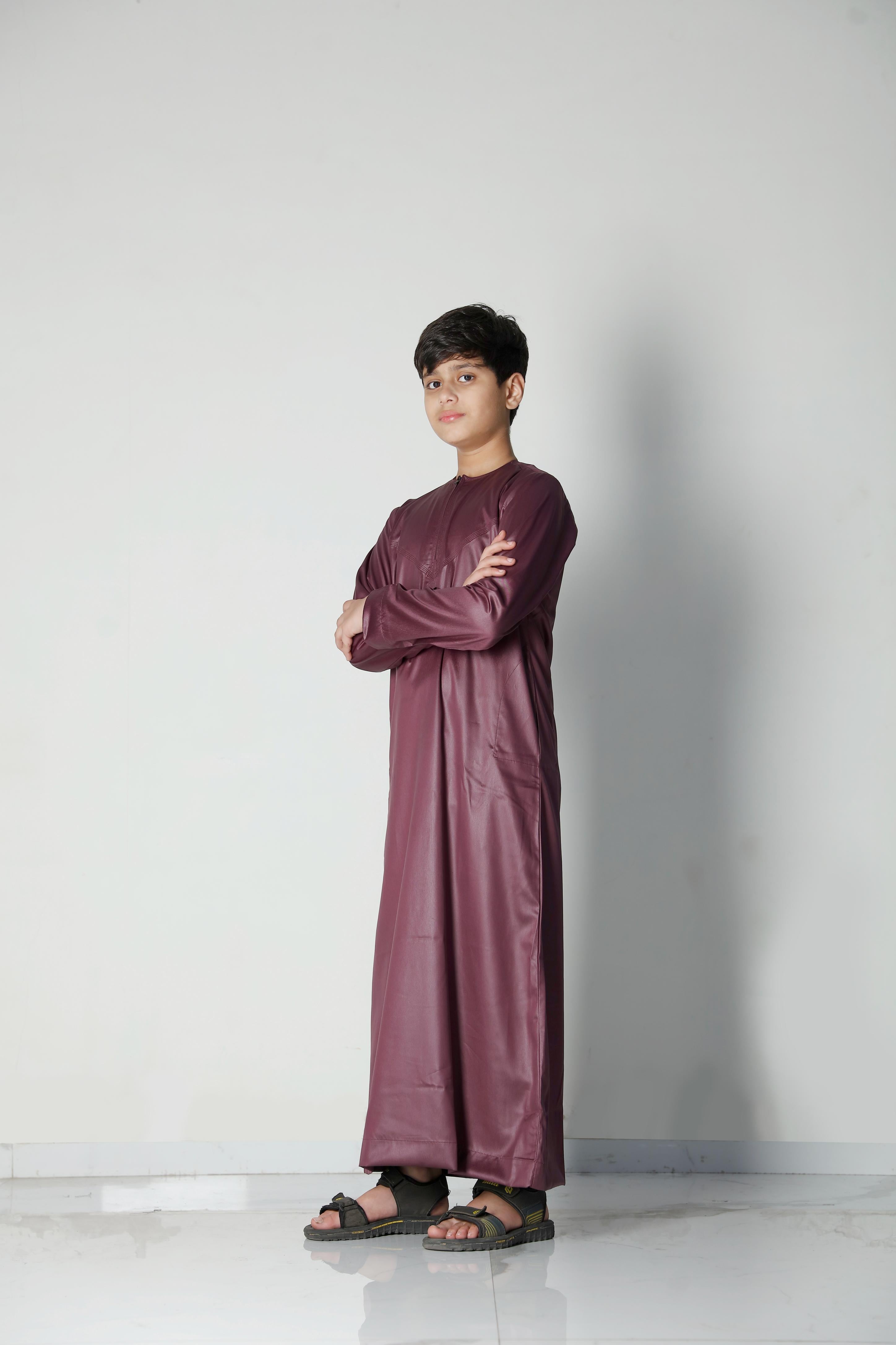 Kids Omani Thobe Plum 106 Col 13