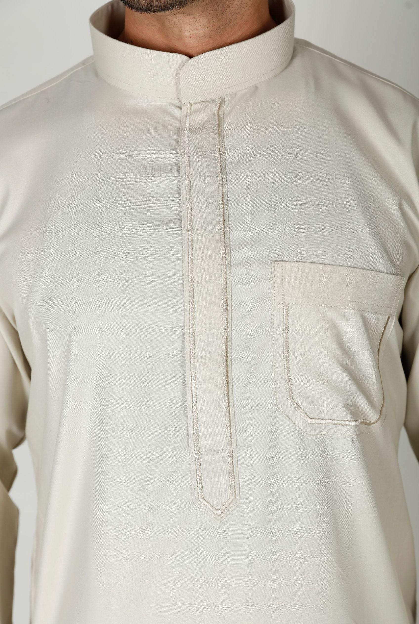Premium Collared Thobe Butter 113 Col 28