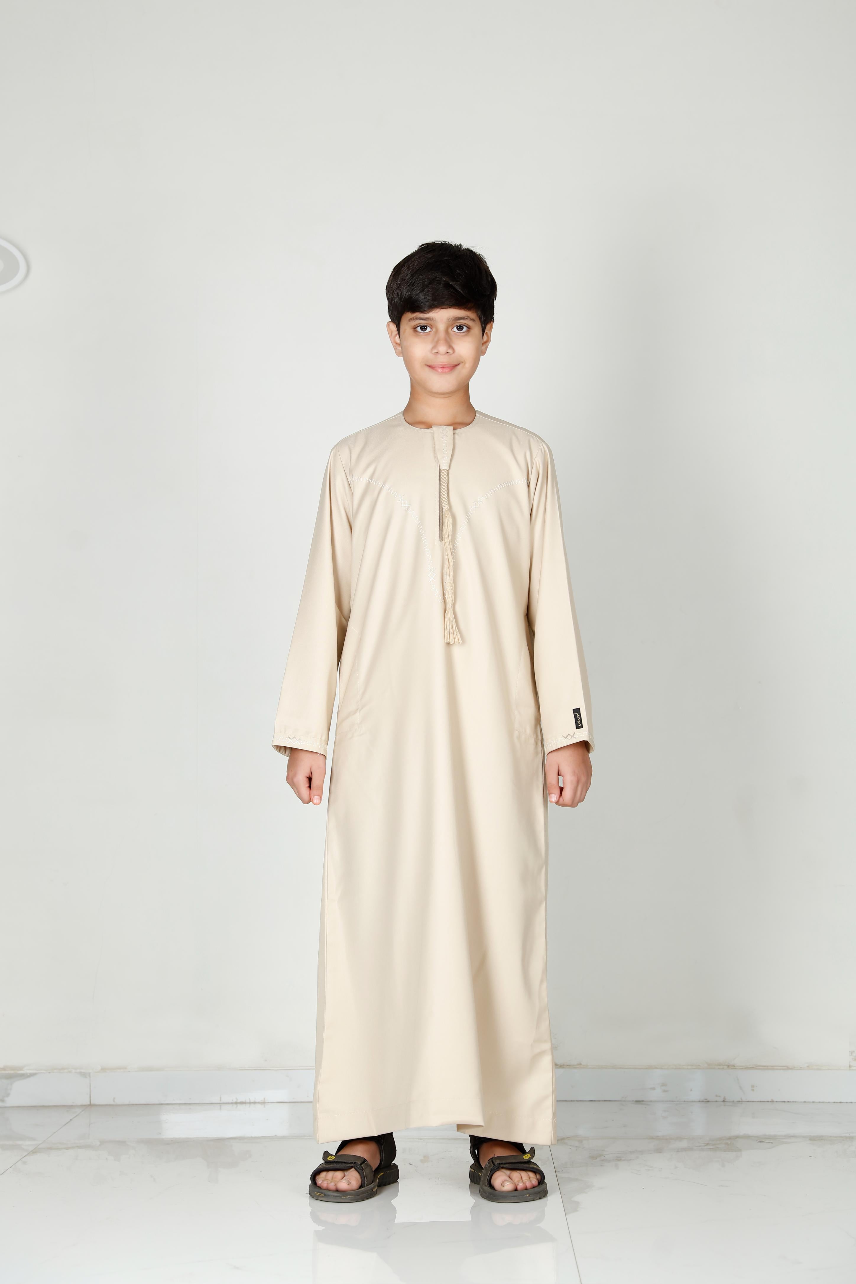 Kids Tasselled Thobe Beige 114 Col 4