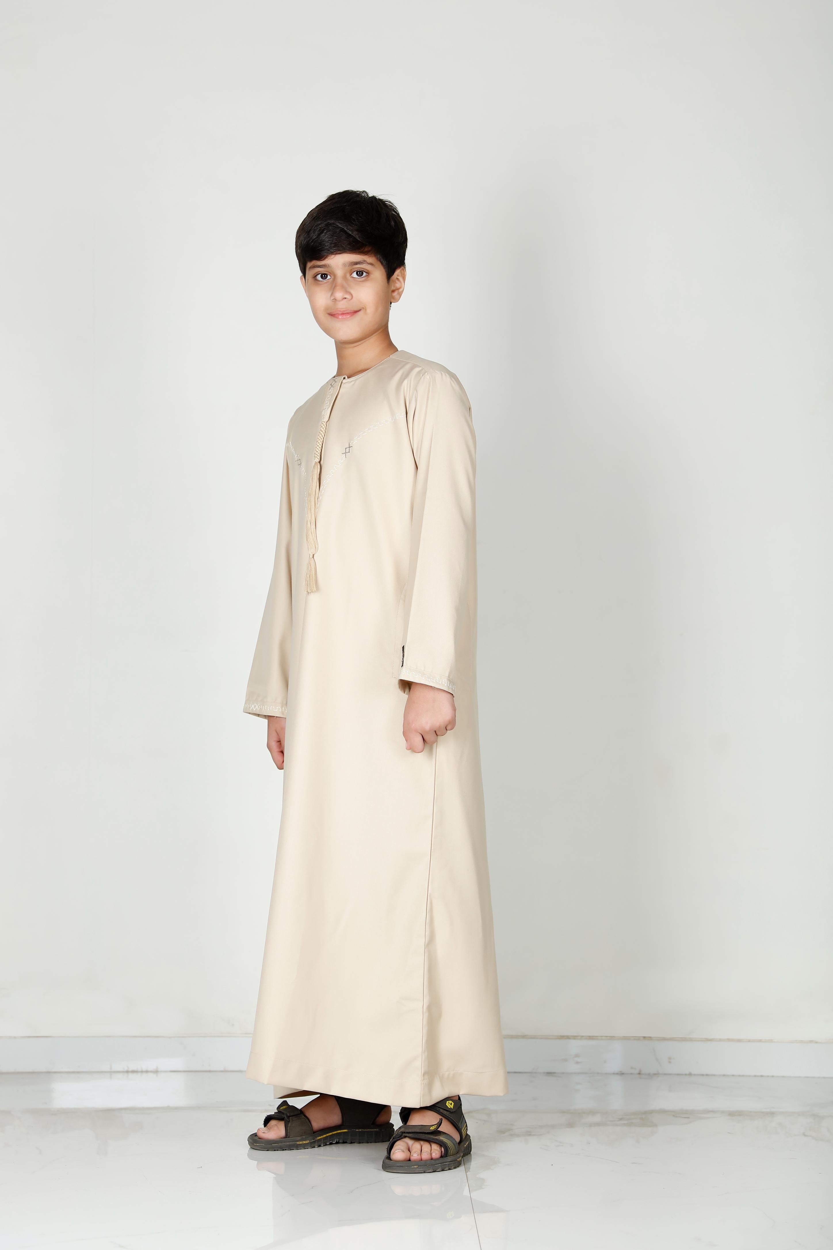 Kids Tasselled Thobe Beige 114 Col 4