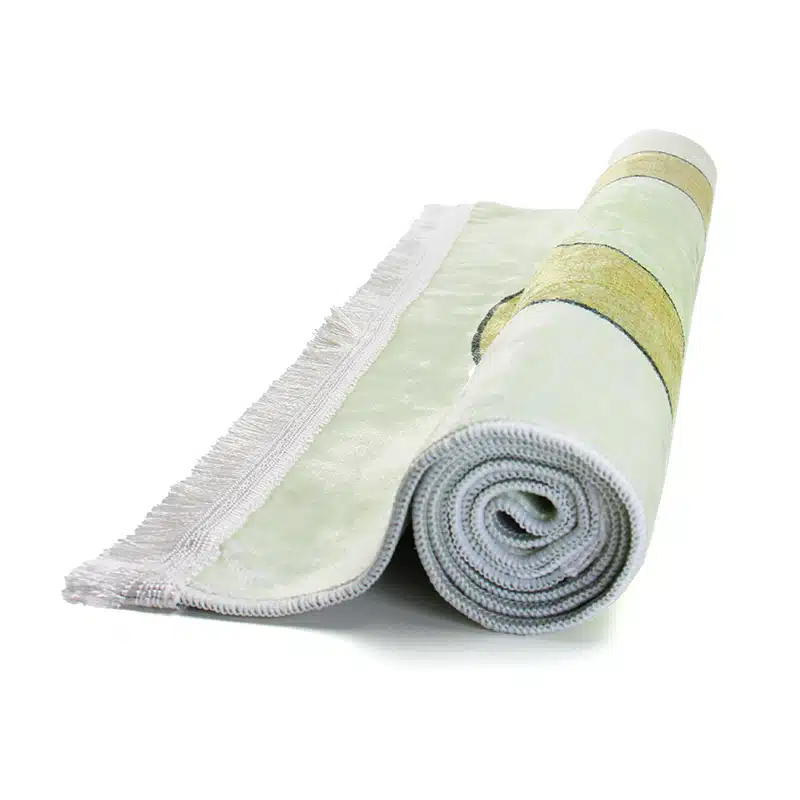 Gusto Seccade Gold And White With Kaaba Print Prayer Mat