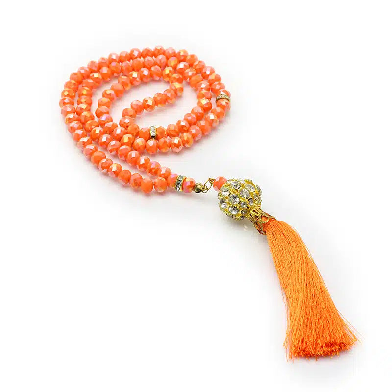 Bright Orange Crystal Tasbih (120)