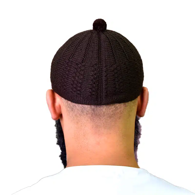 Men's Thick Wool Oak Brown Prayer Hat With Bobble