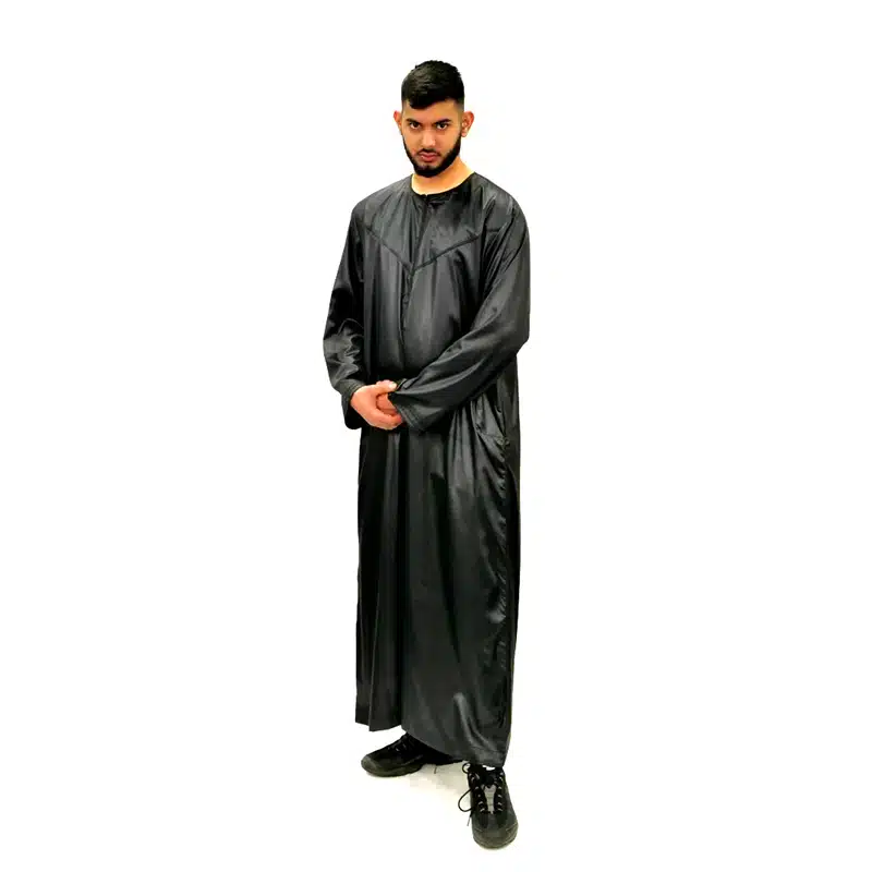 Omani Men's Triple Black Thobe 1501