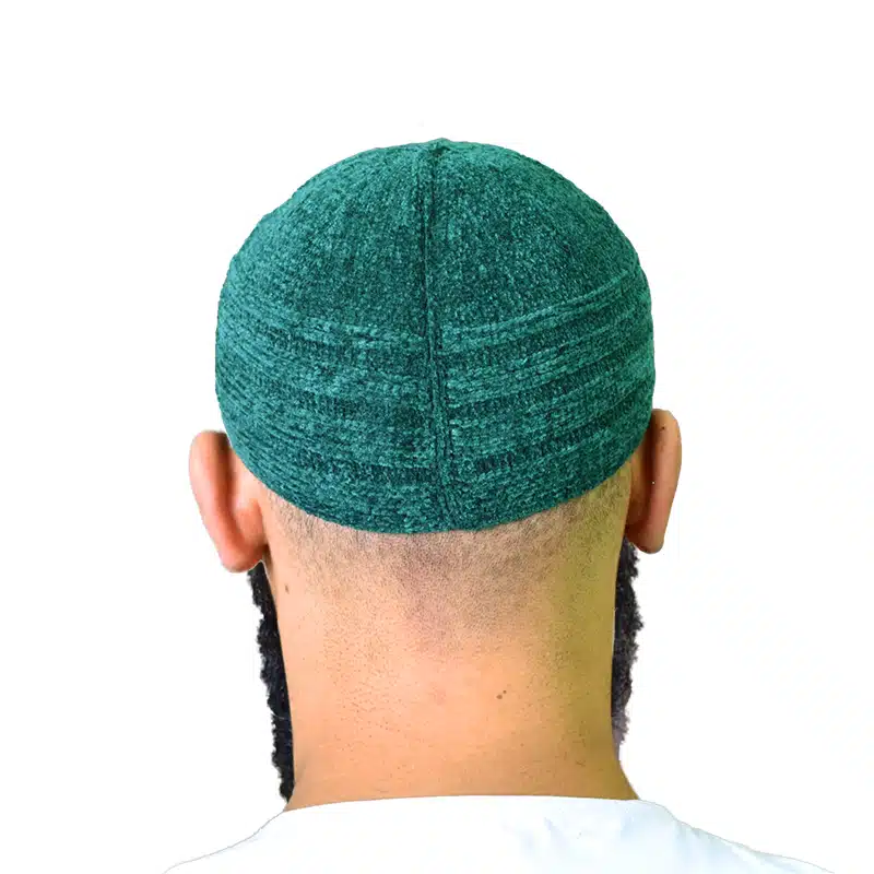 Men's Dark Green Velvet Prayer Hat