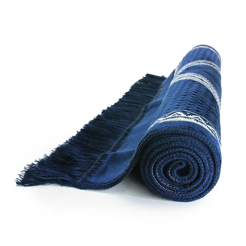 Plus Secc Navy Blue With White Pattern Muslim Prayer Mat