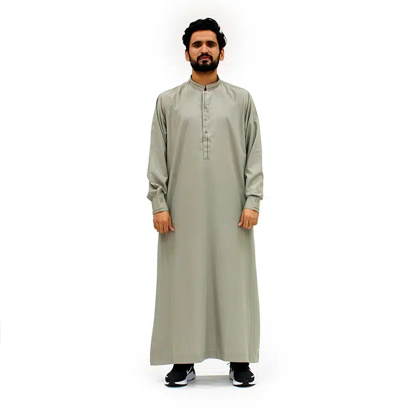 Collared Pattern Light Khaki Thobe ASM 956-01