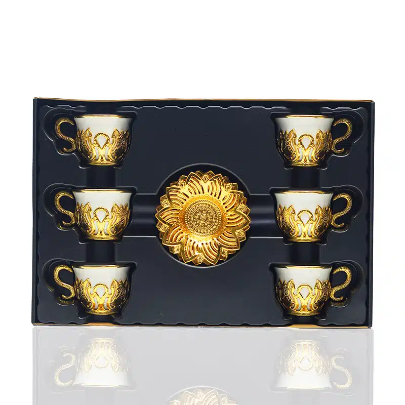 Elegant Six Piece Coffee Set BSM-00080 White & Gold