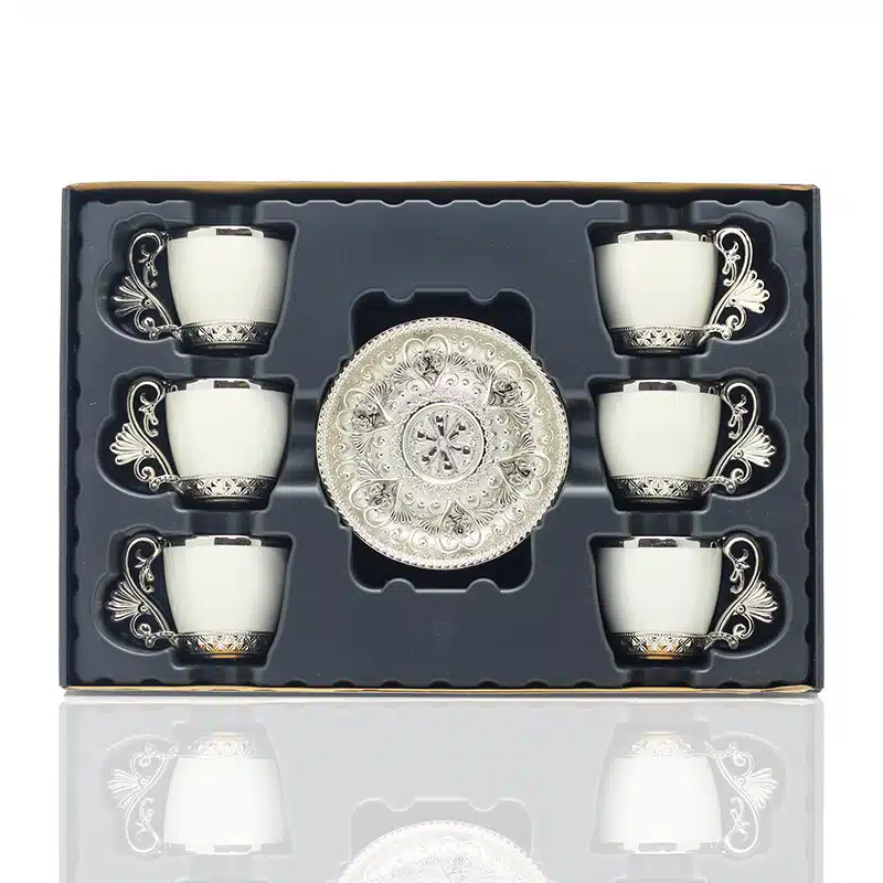 Six Piece Coffee Set W/S-106 White & Silver