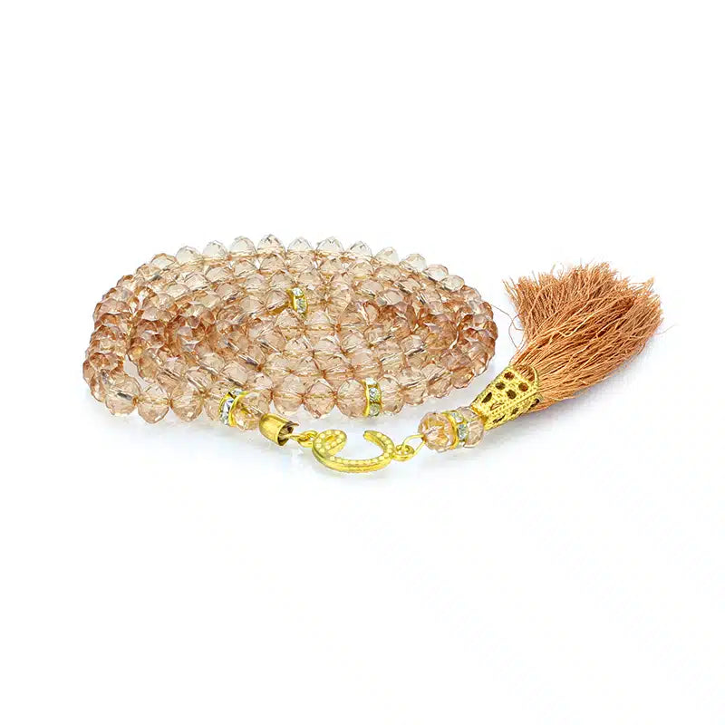 100 Bead Crystal Tasbih Faded Brown