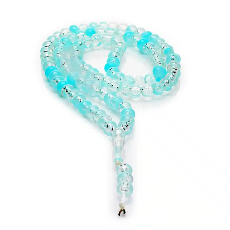 100 Bead Transparent Two Tone Light Blue Tasbih