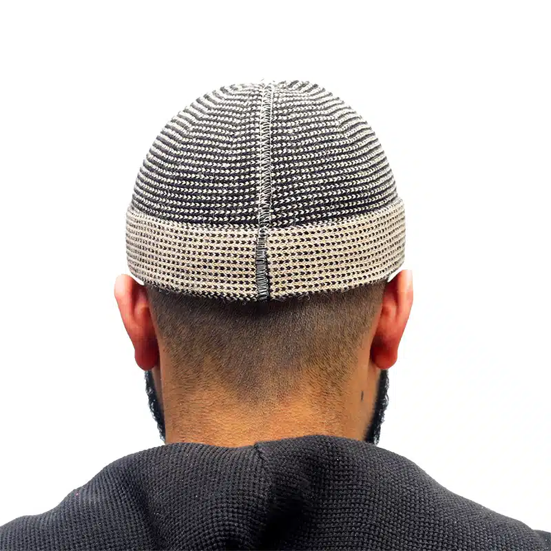 Men's Two Tone Black & Cream Checkered Kufi