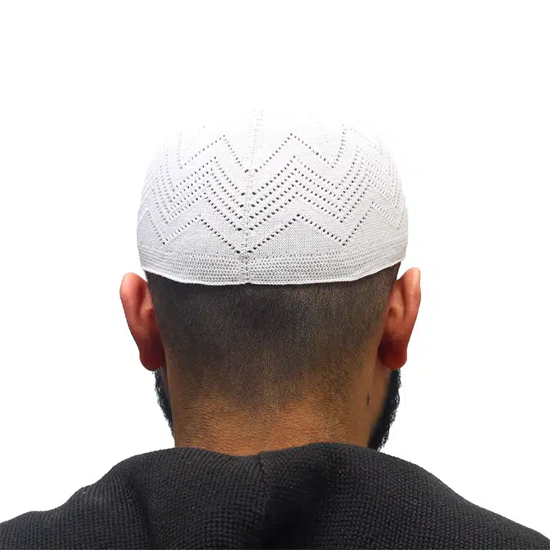 Men's Knitted Cotton White Prayer Kufi