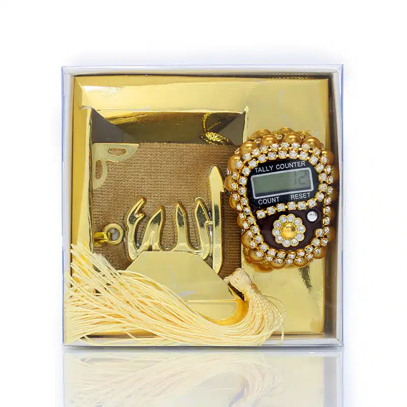 Gold Mini Quran & Digital Tasbih Gift Set