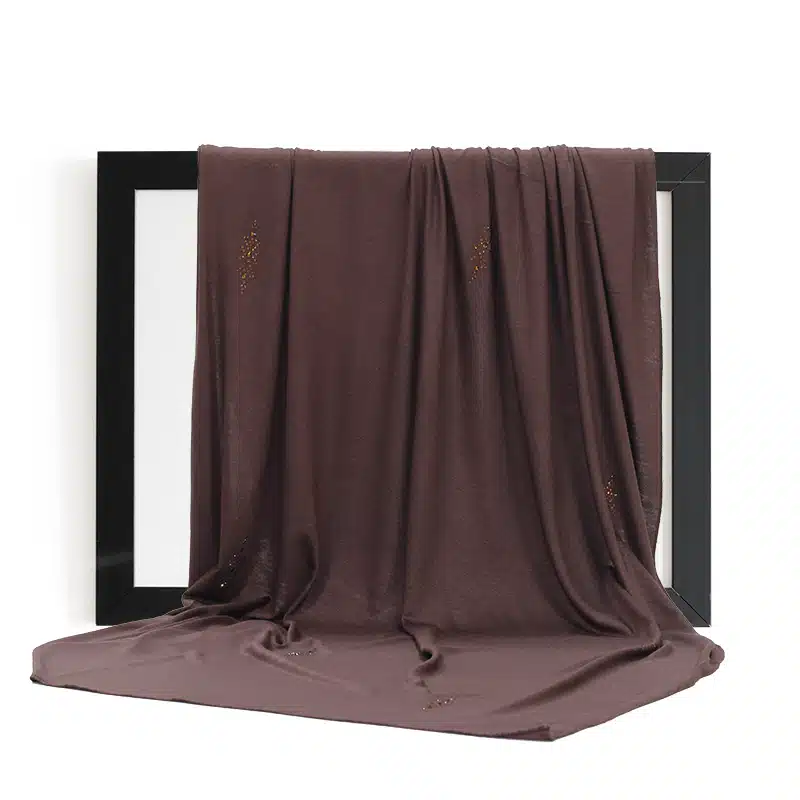Elegant Jersey Embellishment Dark Brown Hijab