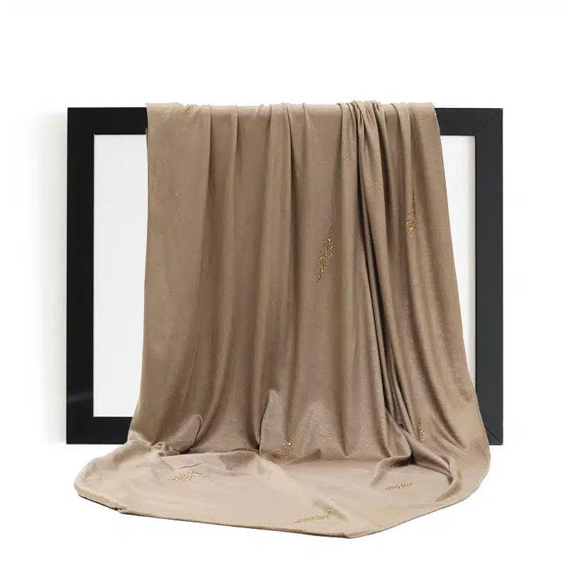 Elegant Jersey Embellishment Mocha Hijab