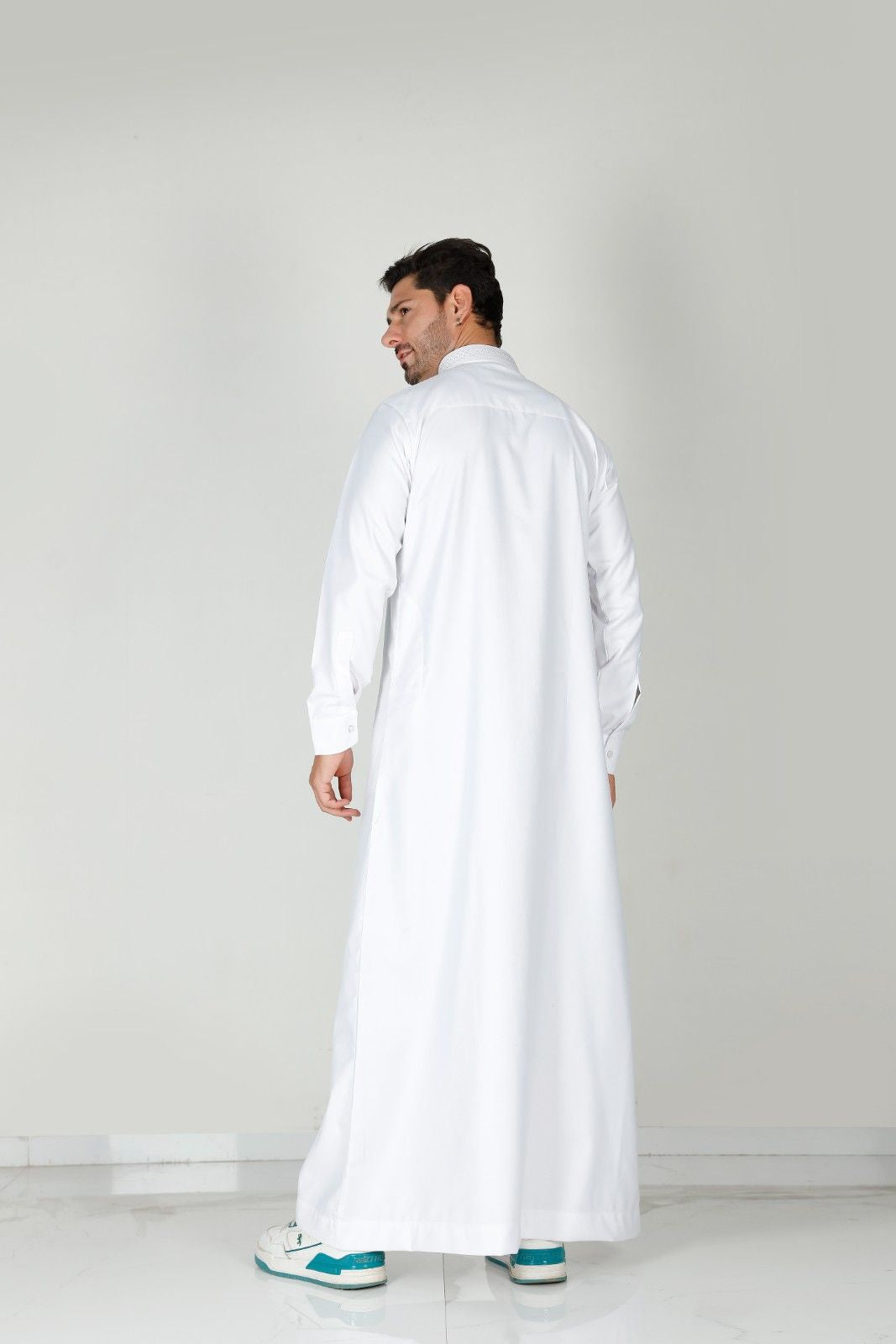 Premium Collared Thobe White 111 Col 1