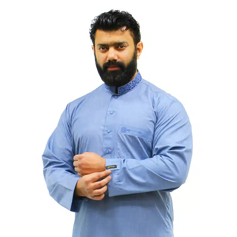 Collared Denim Blue Thobe 950-3