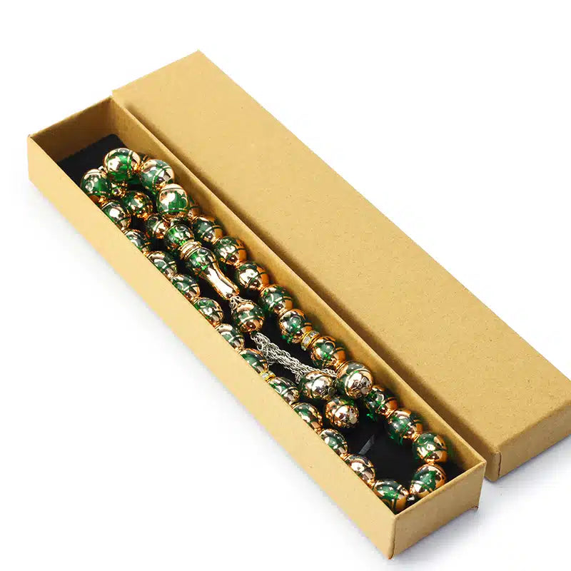 Two Tone Green And Gold Tasbih (602)