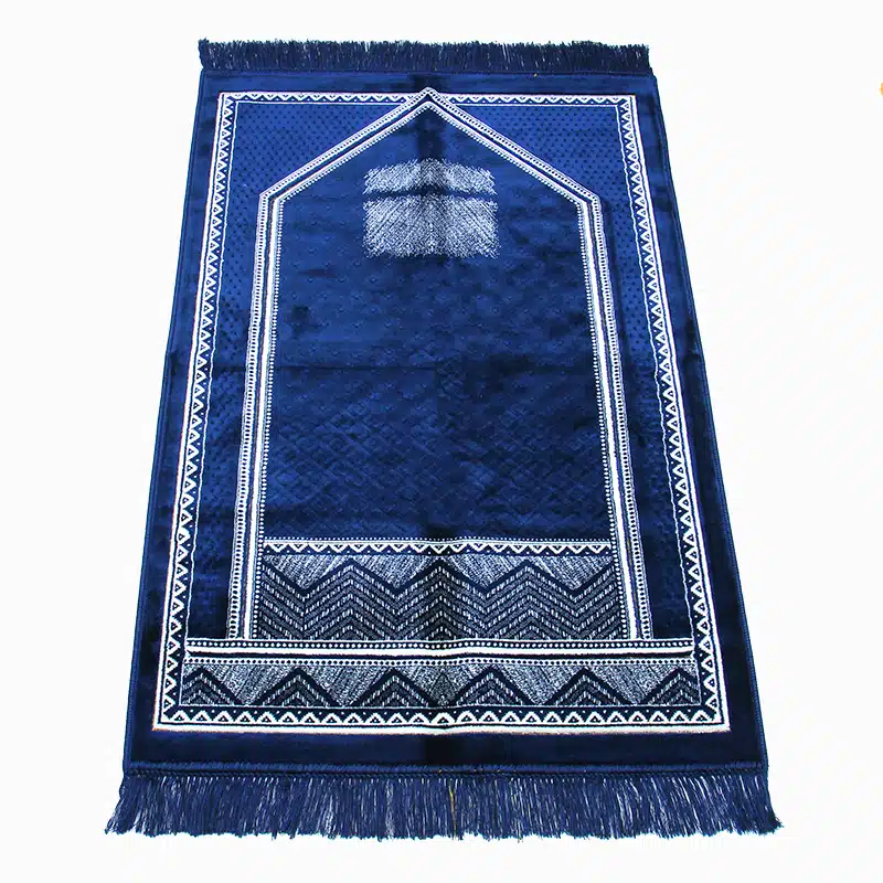 Plus Secc Navy Blue With White Pattern Muslim Prayer Mat