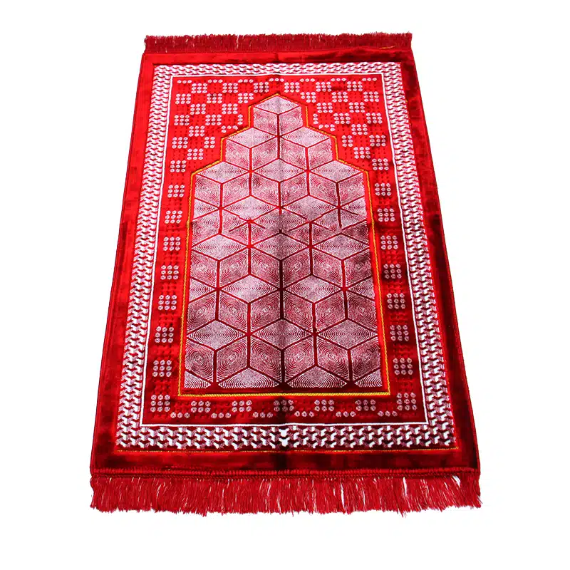 Plus Star Red With White A Pattern Prayer Mat