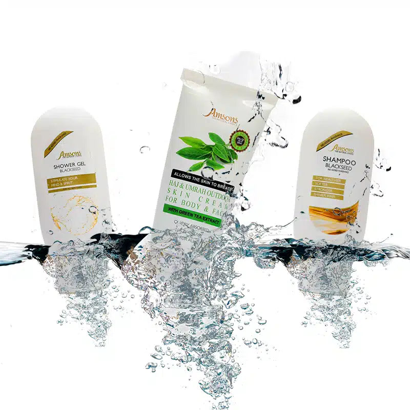 Umrah Essentials Pack - Shampoo, Shower Gel, Skin Cream