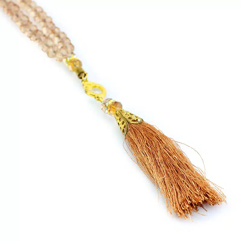 100 Bead Crystal Tasbih Faded Brown