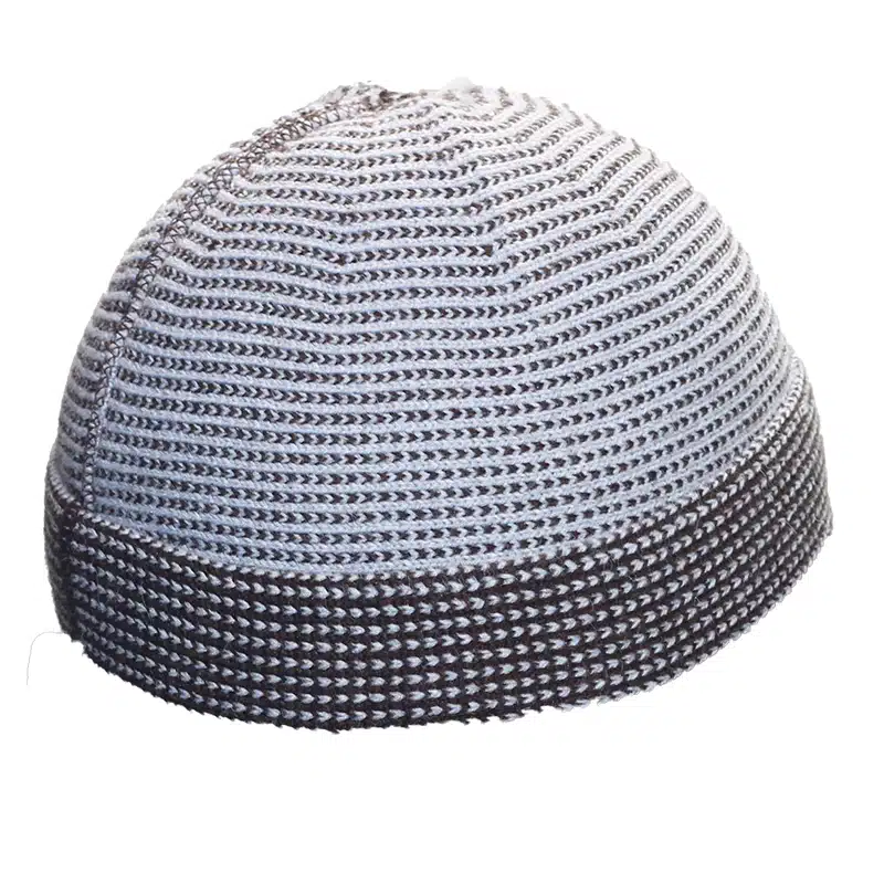 Men's Thick Two Layer Grey Checkered Kufi