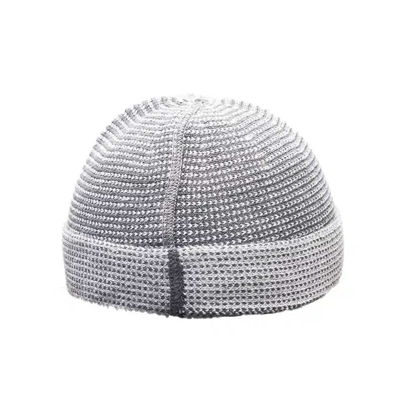 Men's Two Tone Light Grey Checkered Kufi