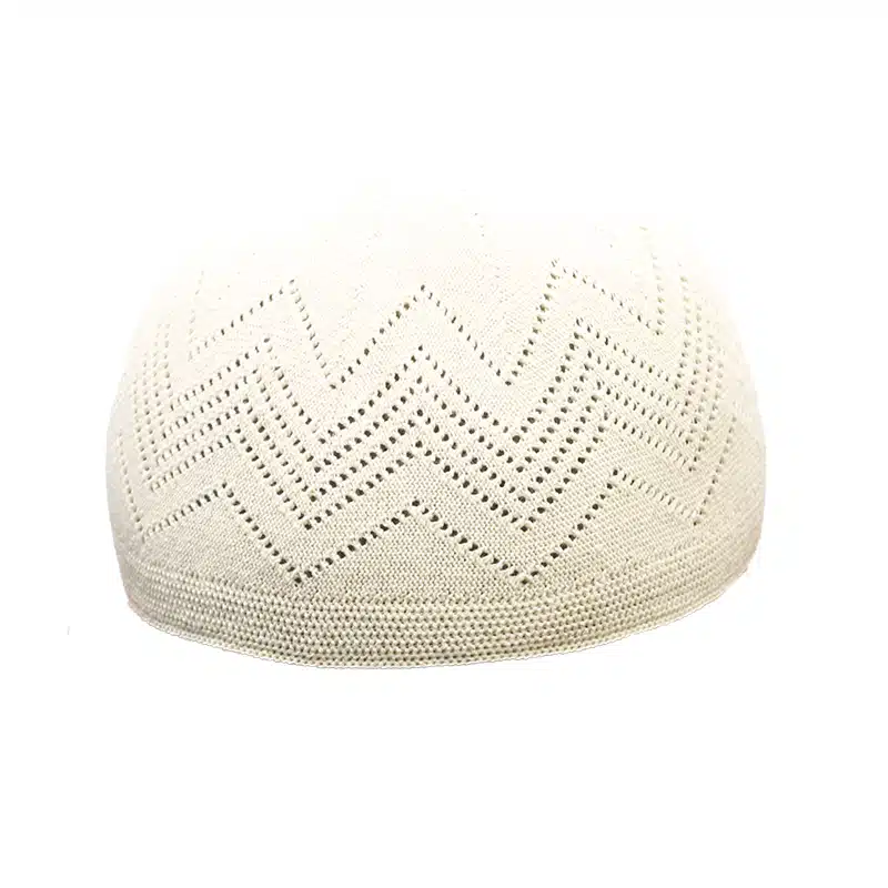 Men's Knitted Cotton Light Cream Prayer Kufi