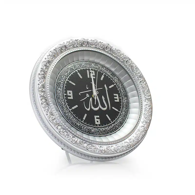 Circle Silver & Black Allah Clock (3346) 36*36