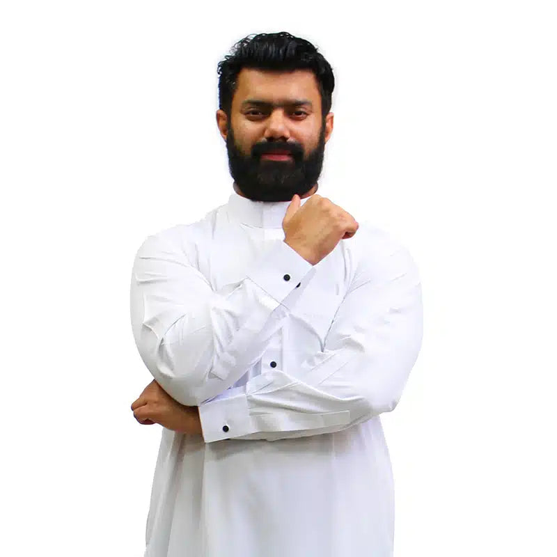 Plain White Collared Thobe 1500