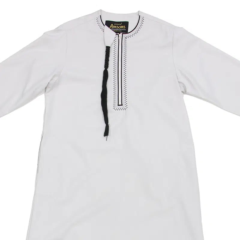 White Omani Tassel Thobe KSB-104 Col 8
