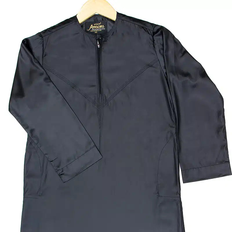 Omani Boys Satin Black Thobe ASB- K25 COL 21