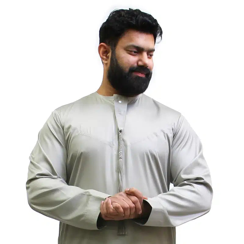 Tasseled Satin Grey Thobe