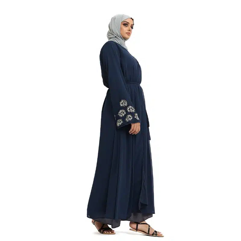 Hawa Chiffon Beaded Navy Kimono