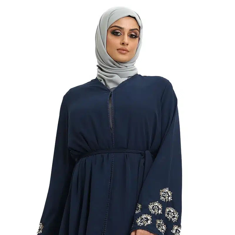 Hawa Chiffon Beaded Navy Kimono