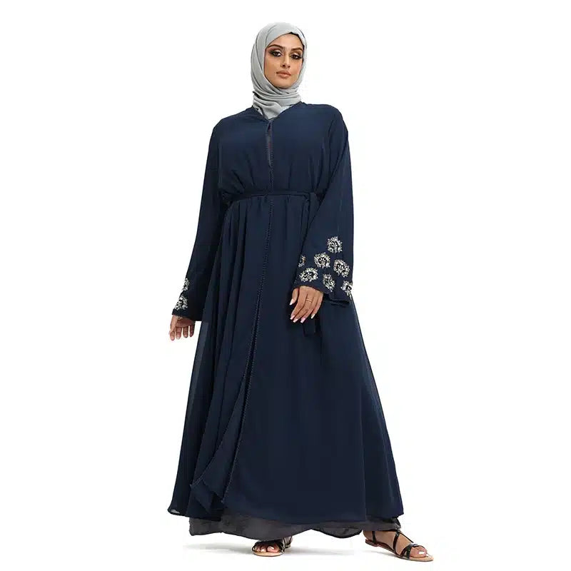 Hawa Chiffon Beaded Navy Kimono