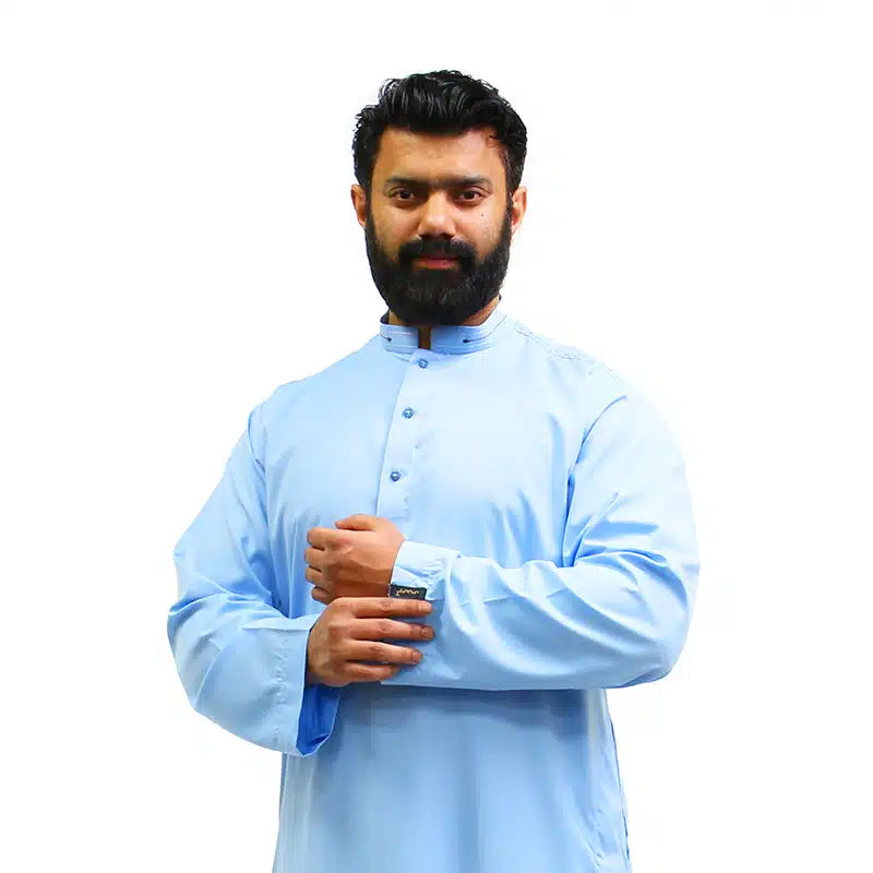 Detail Collar Baby Blue Thobe 962-1