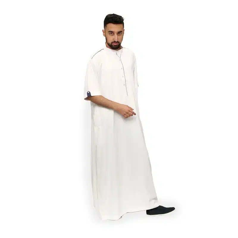 Men's Half Sleeved White Thobe 819
