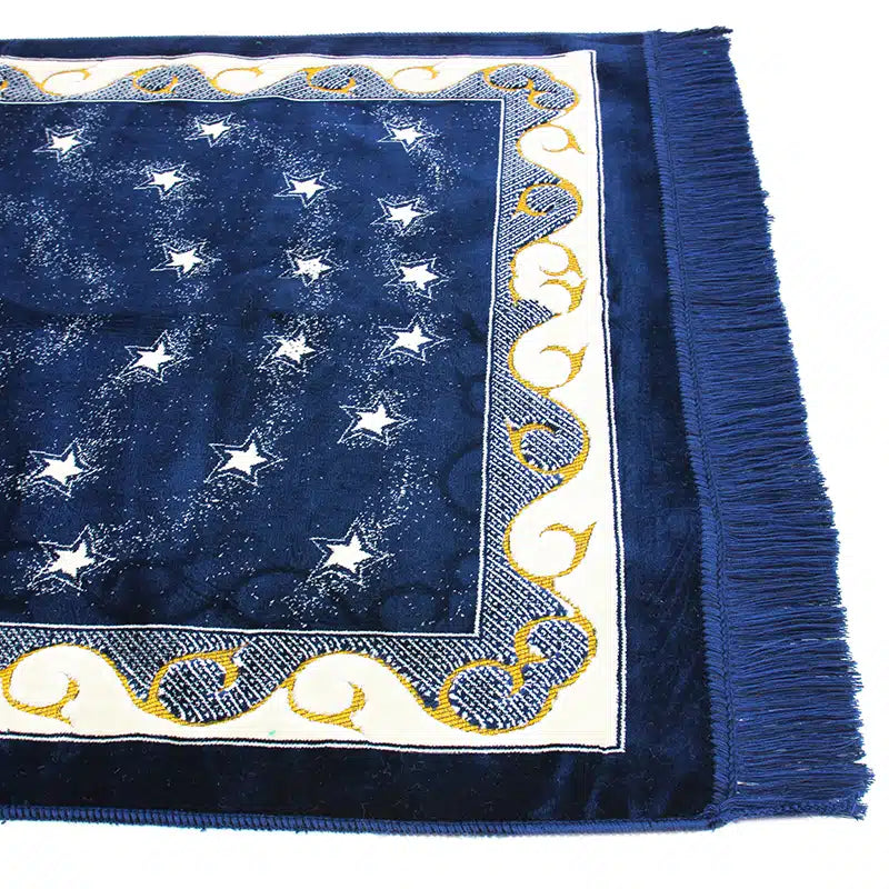 Sp.Sec.Ultra Duble Navy Blue, Cream And Gold Prayer Mat
