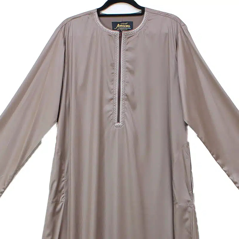 Omani Satin Tasseled Brown Thobe ASM-K44-7