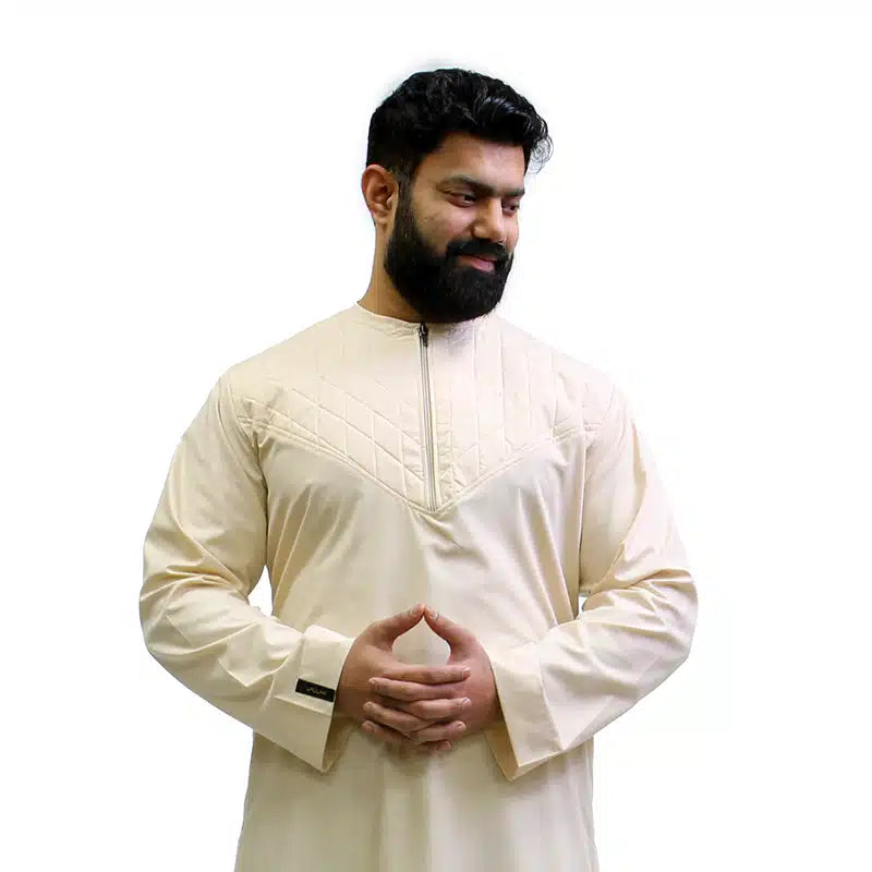 Omani Padded Cream Thobe 1511-15