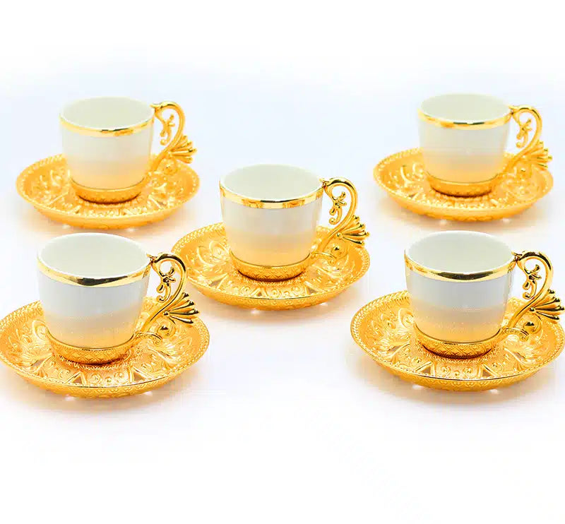 Six Piece Coffee Set White & Gold W/G.107