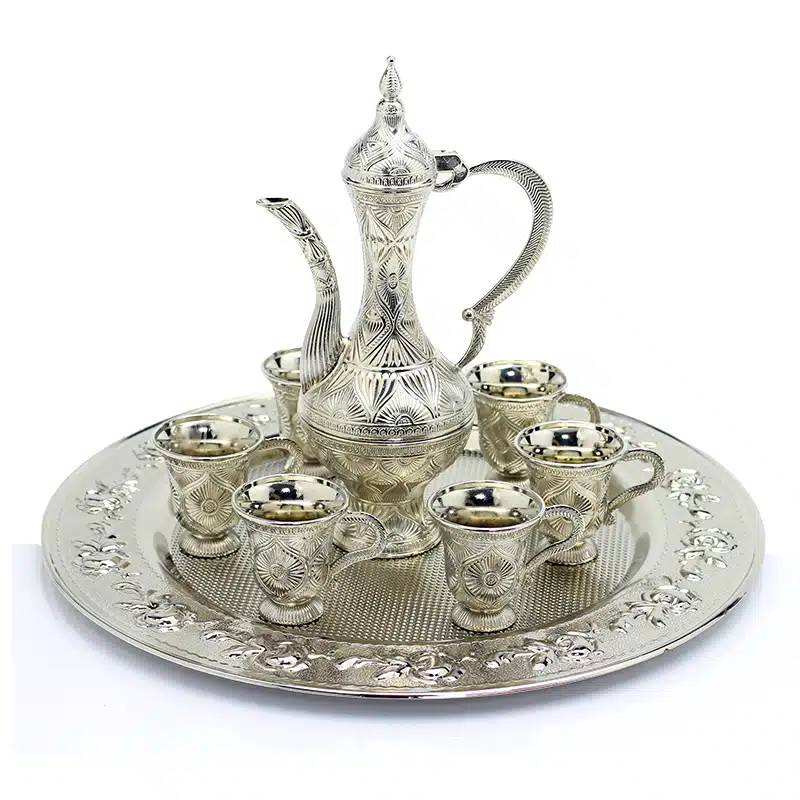 Patterned Six Cup Zam Zam Set Silver 649