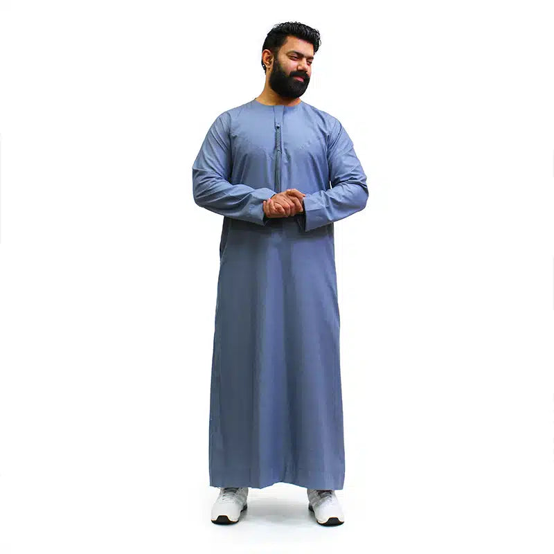 Omani Tasseled Denim Blue Thobe