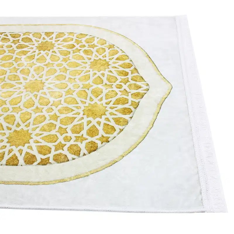 Adel Seccade White And Gold Prayer Mat