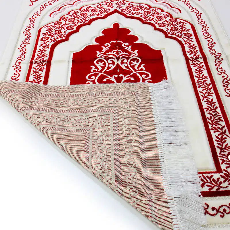 Red And Cream Sp Sec Ultra Muslim Prayer Mat